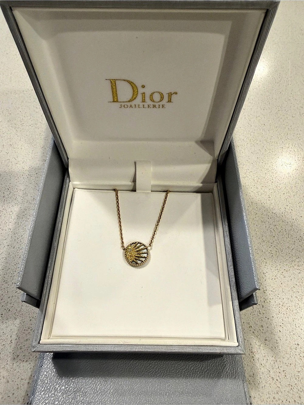 Dior Rose Céleste Necklace Gold & Black Pendant